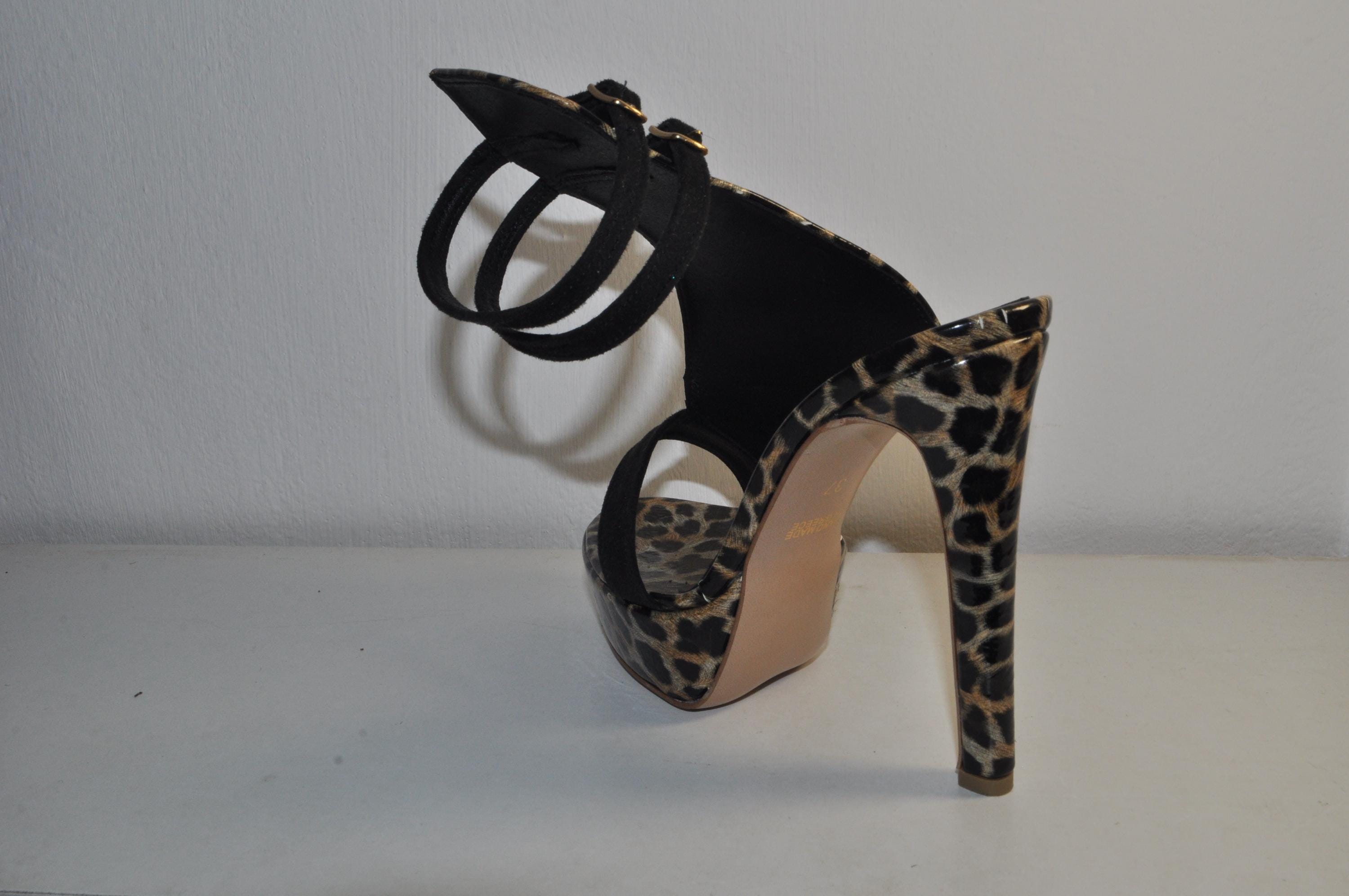 Statement EVELIN Leopard Print Chunky Heel Sandals: Women’s Fashion Shoes