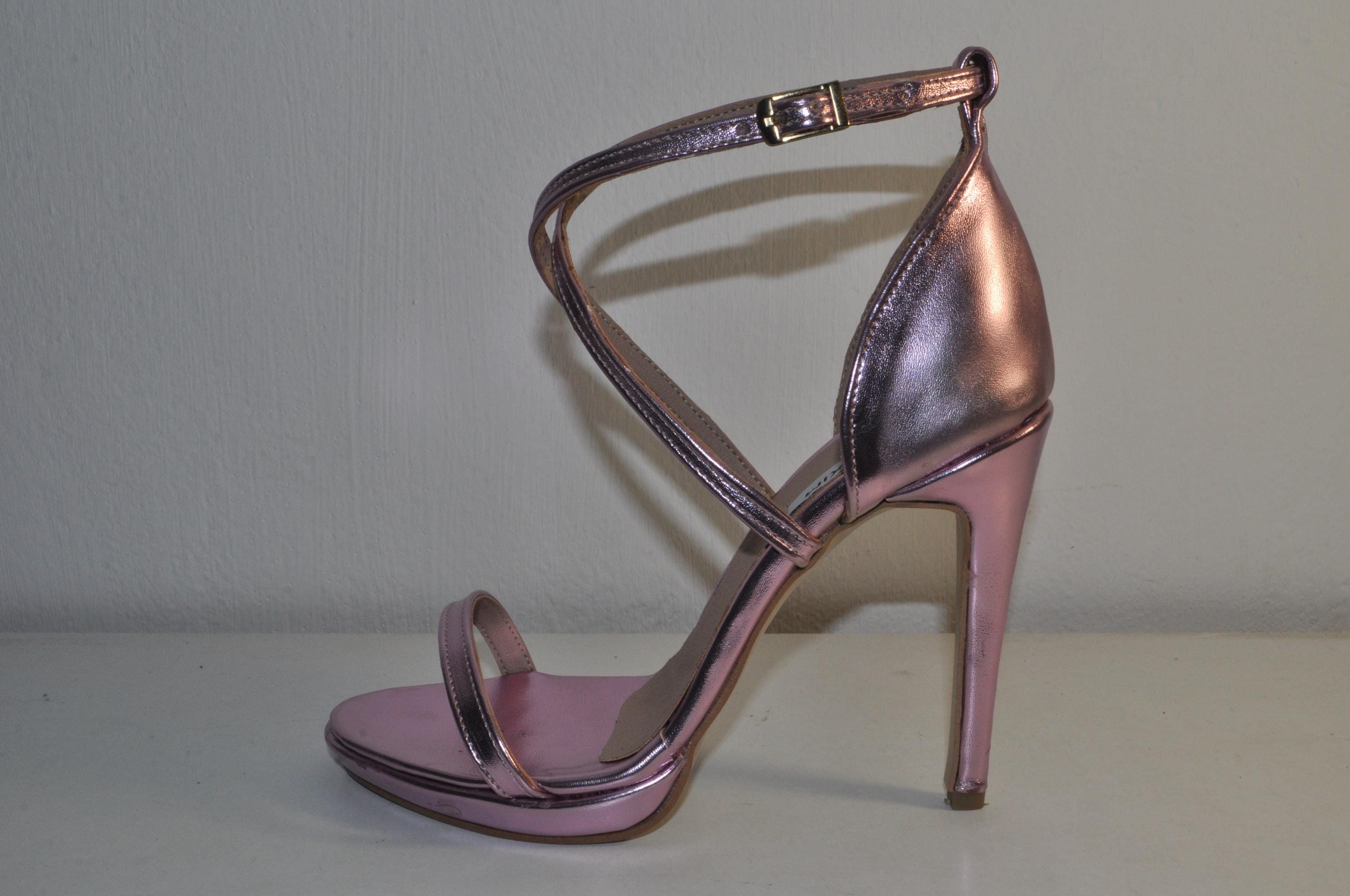 “Luxury Women’s Pink Handmade Leather High Heel Sandals – Elegant Evening Heels”