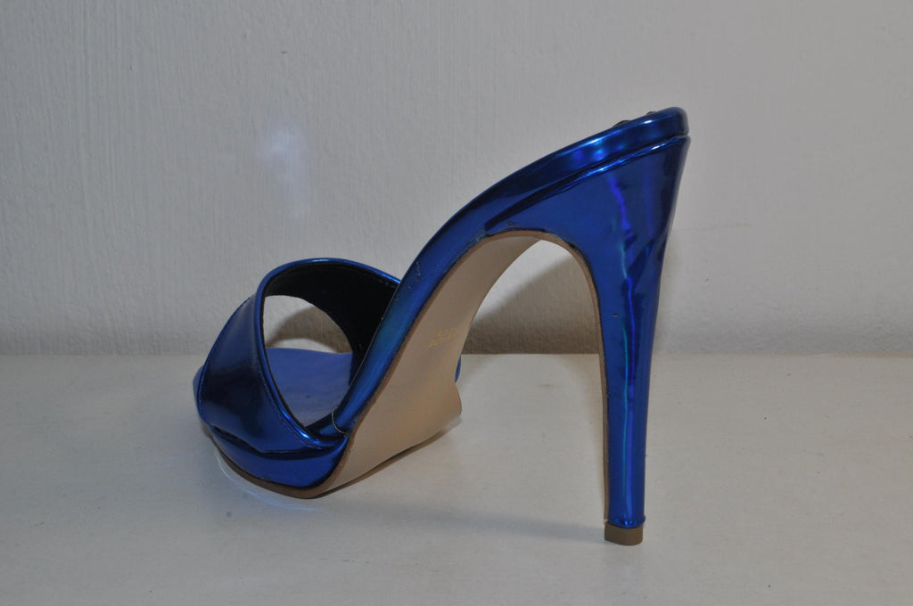 “Designer Women’s Blue High Heel Sandals – Stylish Chunky Evening Heels”