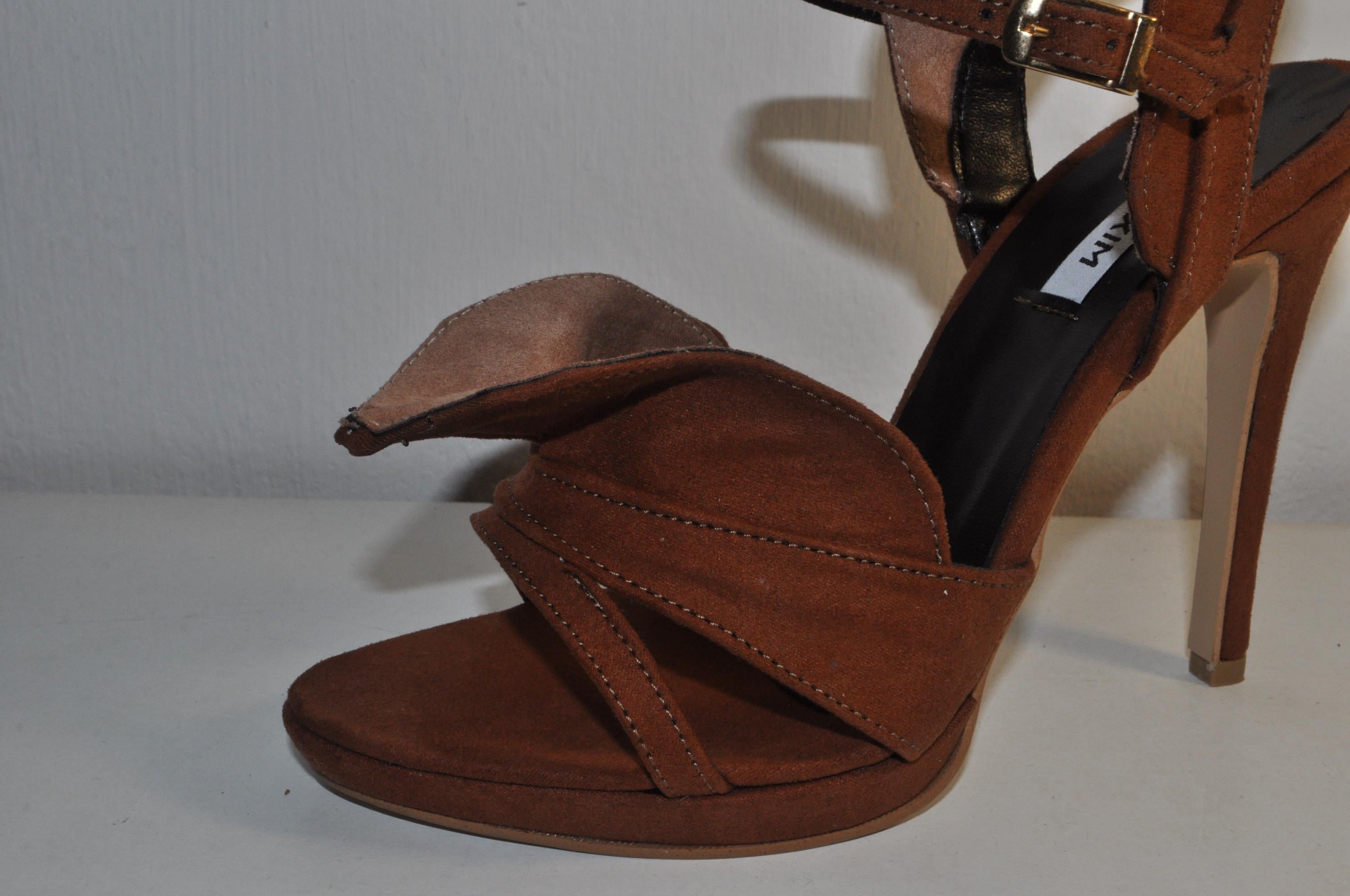 “Designer Women’s Brown Chunky Heel High Heel Sandals – Stylish Evening Heels”